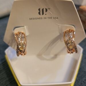 NWT BP Hoop earrings Rose Gold Lemon CZ